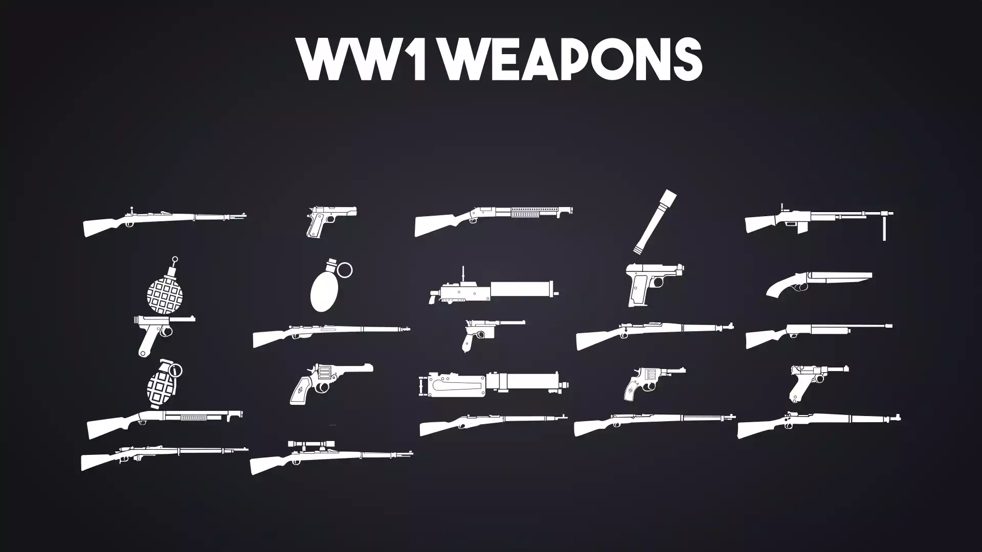 Weapon Icons - (WW1, WW2, Modern) Handcrafted - 2K