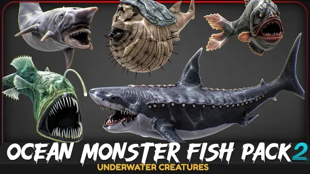 Ocean Monster Fish Pack - Part 2 - Underwater Creatures - Fish low poly