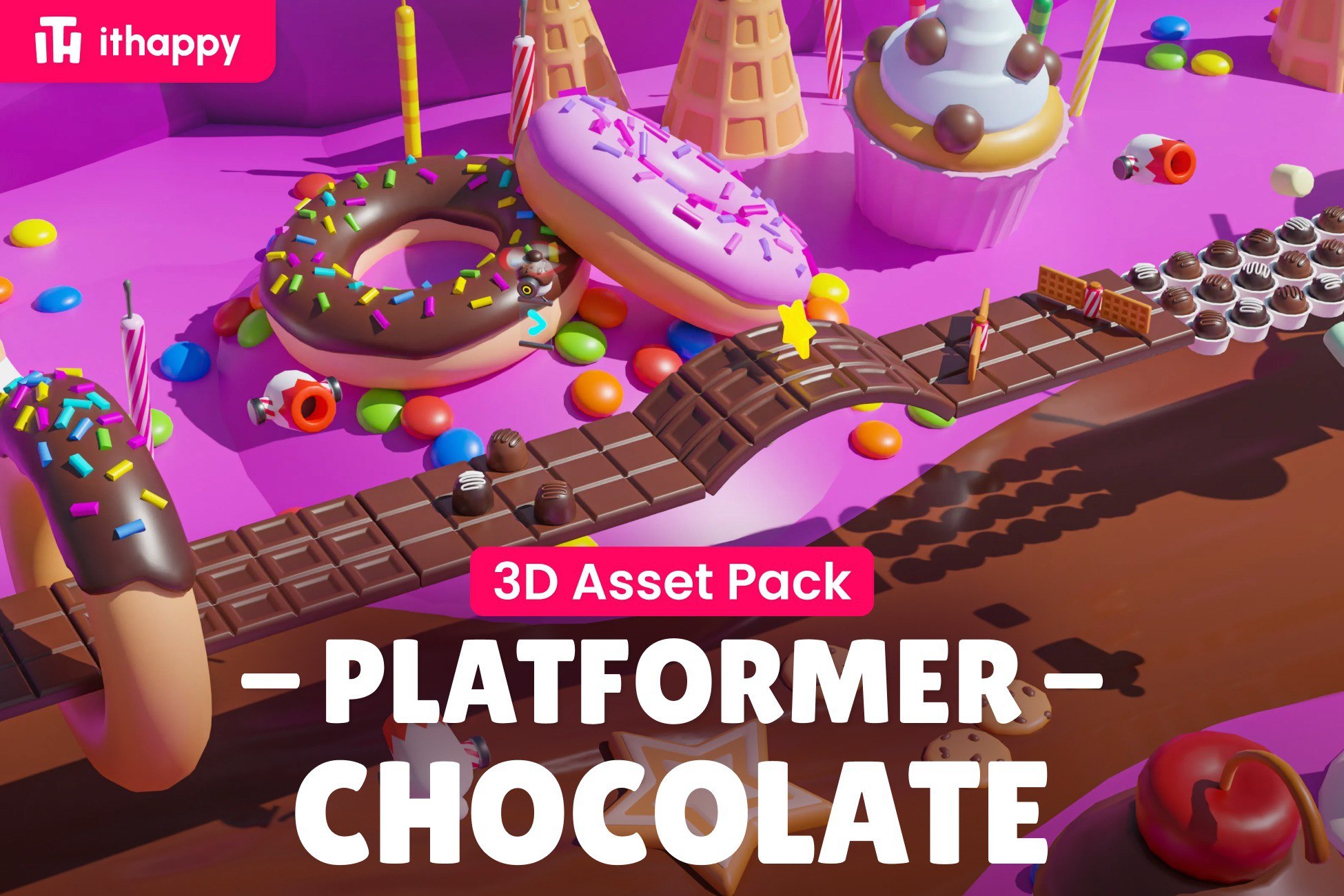 Platformer 3 Chocolate - Low Poly 3D Models Pack