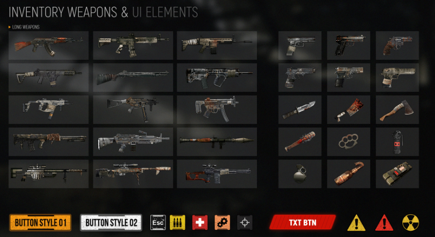 EDITABLE SURVIVAL HORROR UI ELEMENTS BUNDLE (PNG + PSD)
