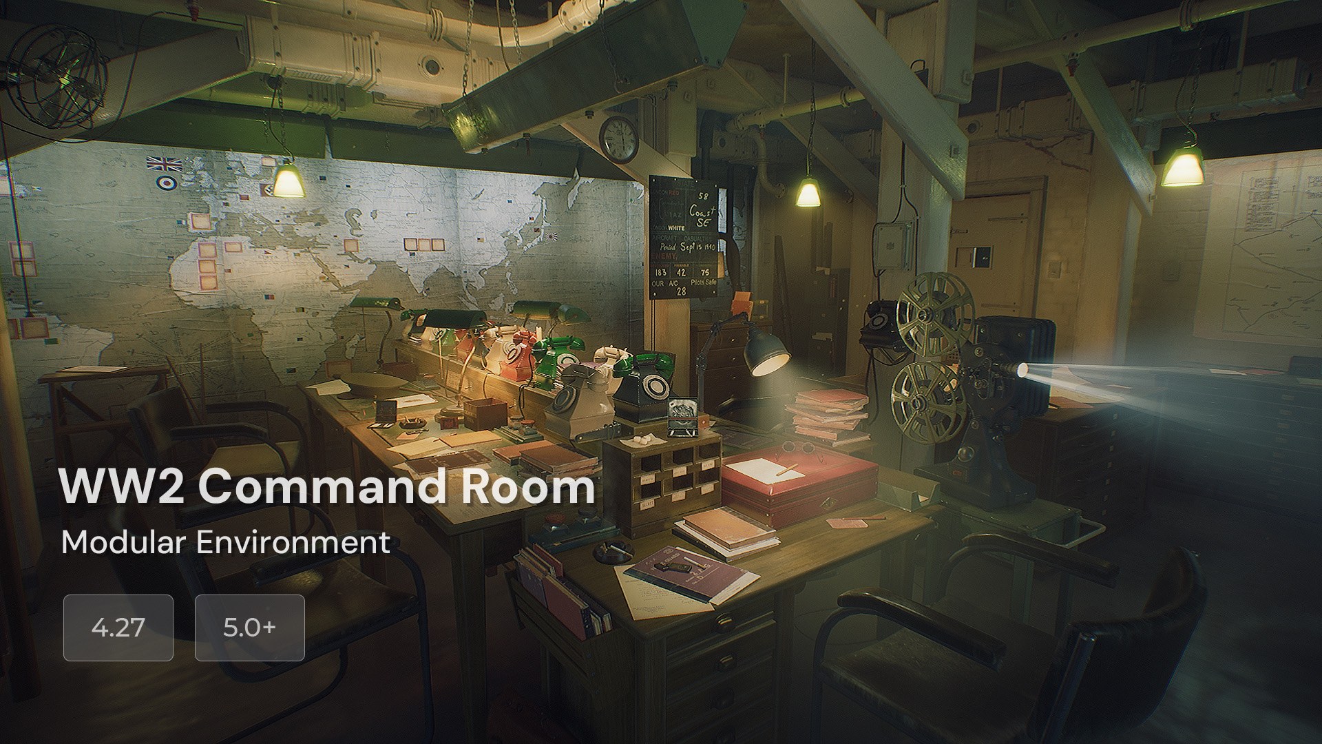 WW2 Command Room – Modular Military Interior Environment