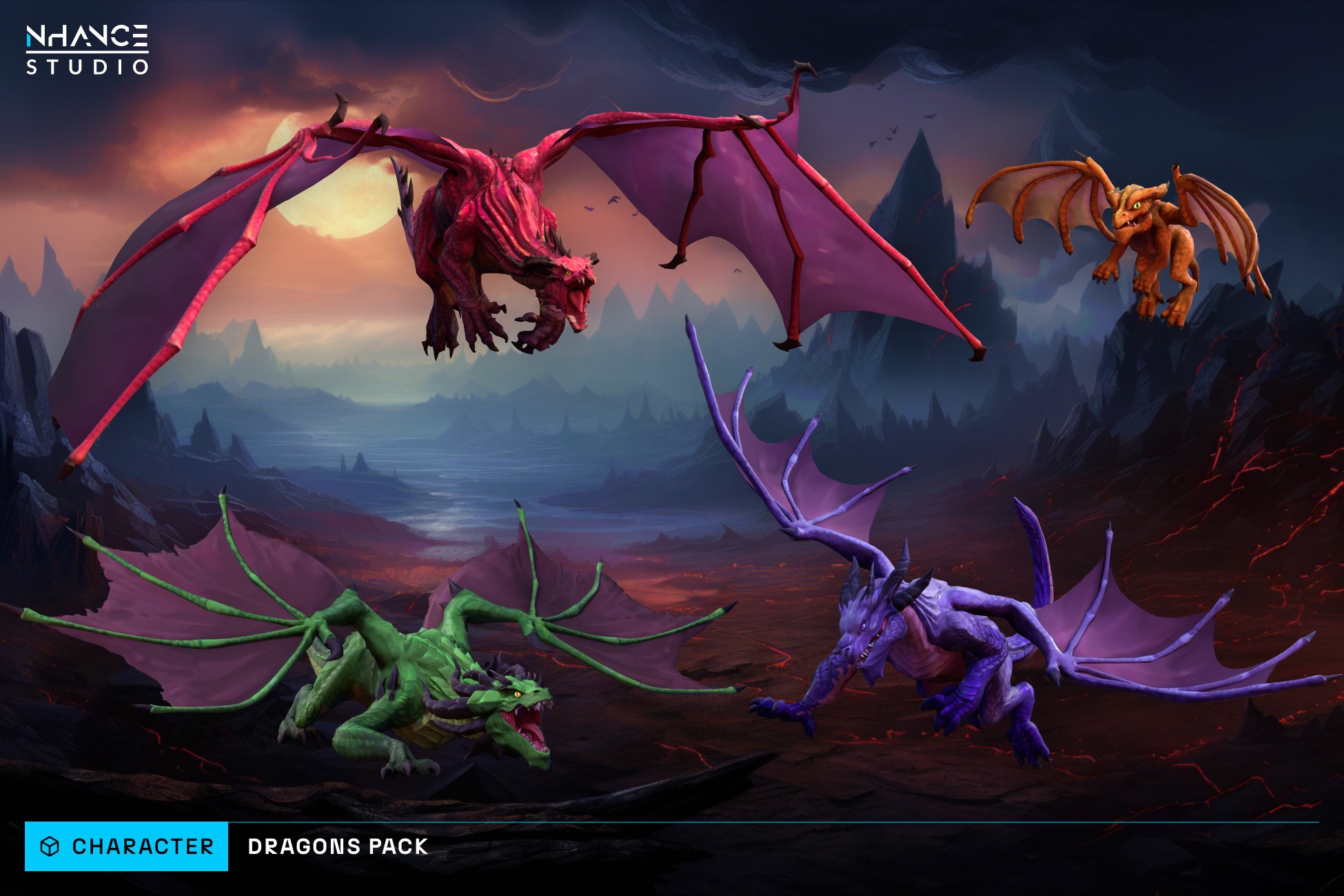 Stylized Fantasy Dragons Pack
