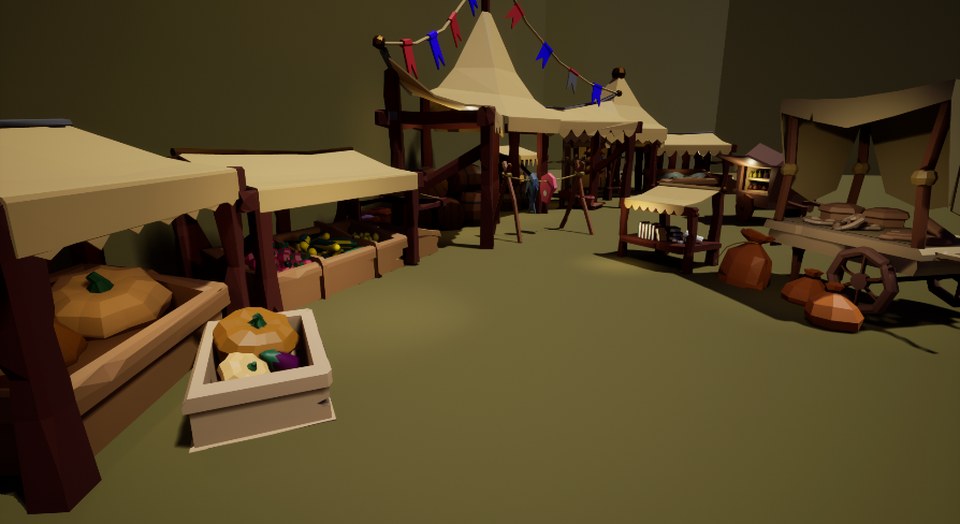 Low Poly Medieval Market Kit