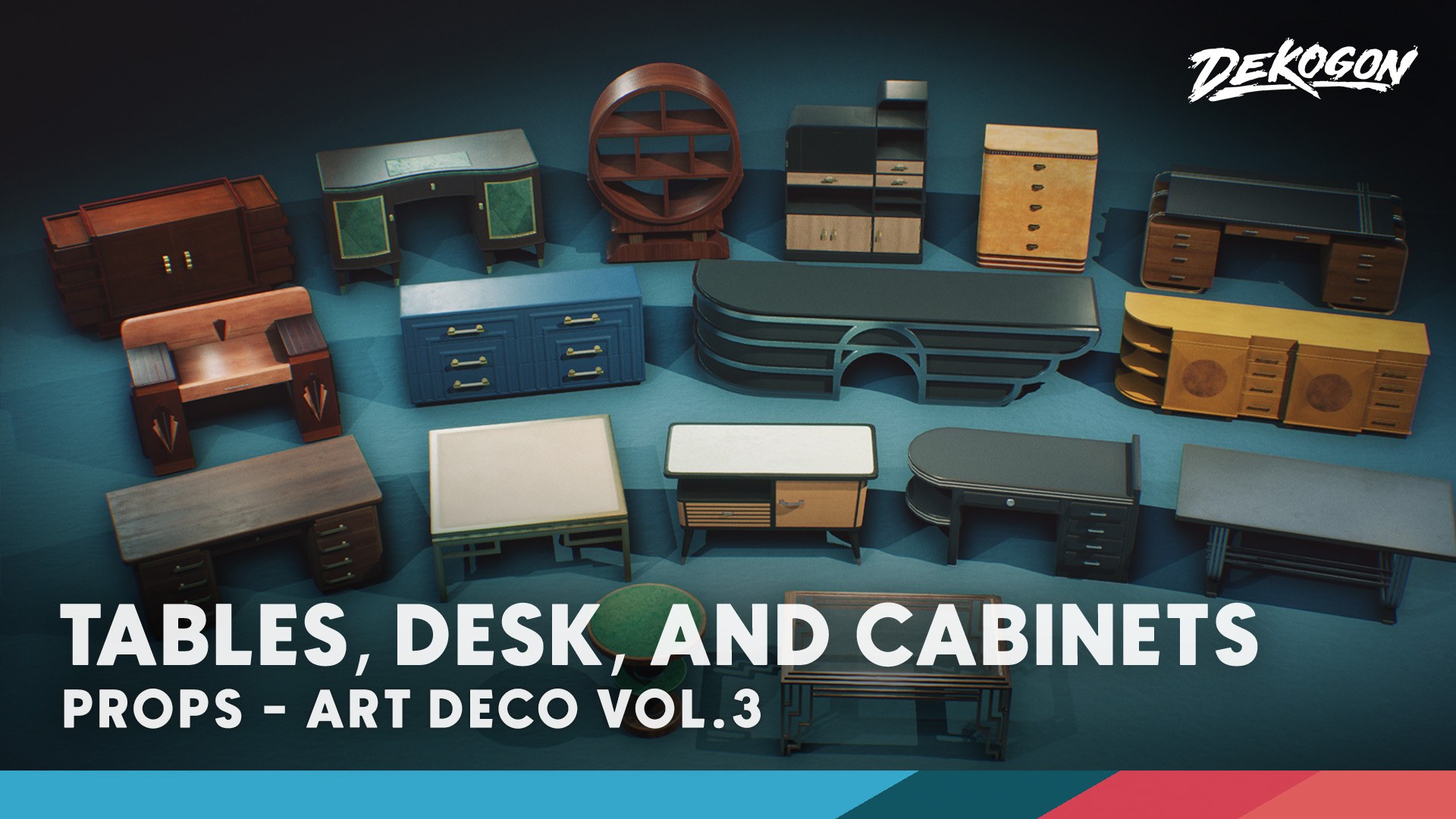 Art Deco Furniture and Props VOL.3  - Tables, Desks, and Cabinets