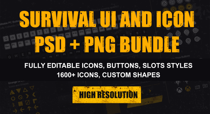SURVIVAL UI AND ICONS BUNDLE (PNG + PSD)