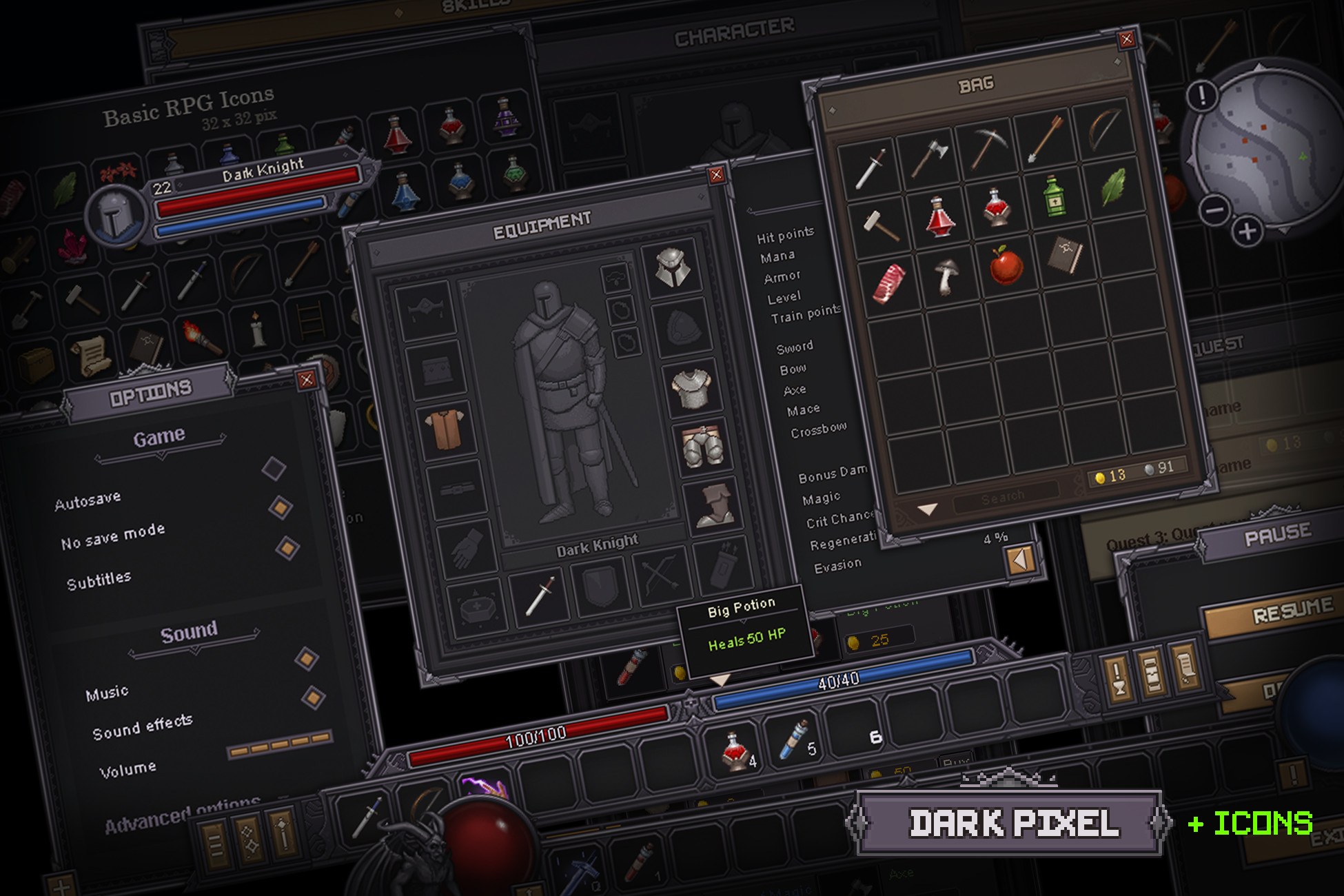 Dark Pixel UI