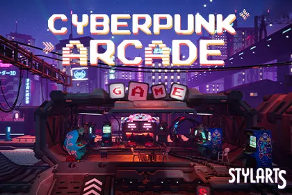 Stylized Cyberpunk Arcade Environment