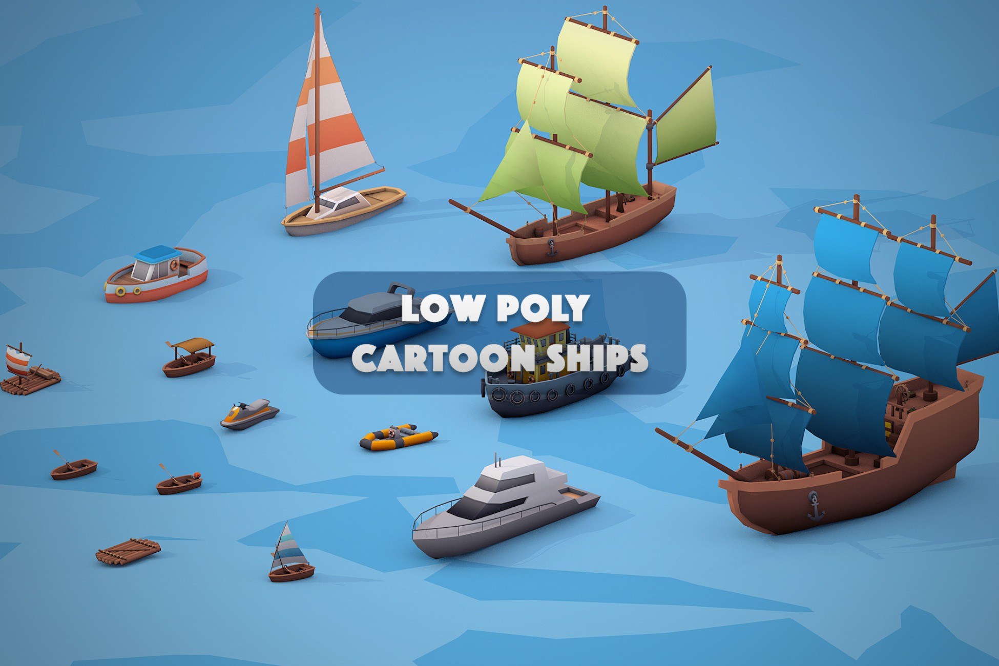 Low Poly Cartoon Ships