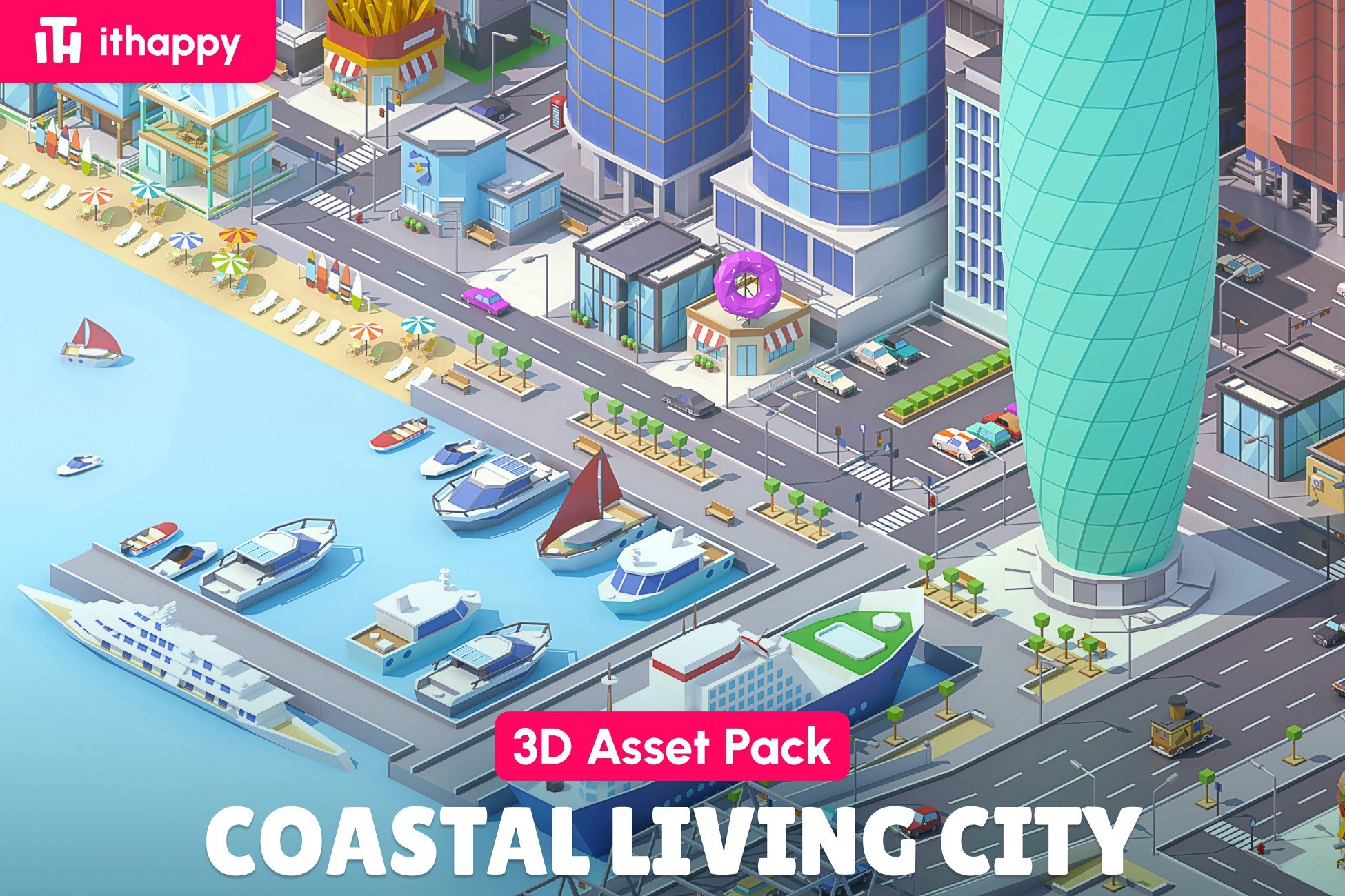 Coastal Living City - Low Poly 3D Models Pack