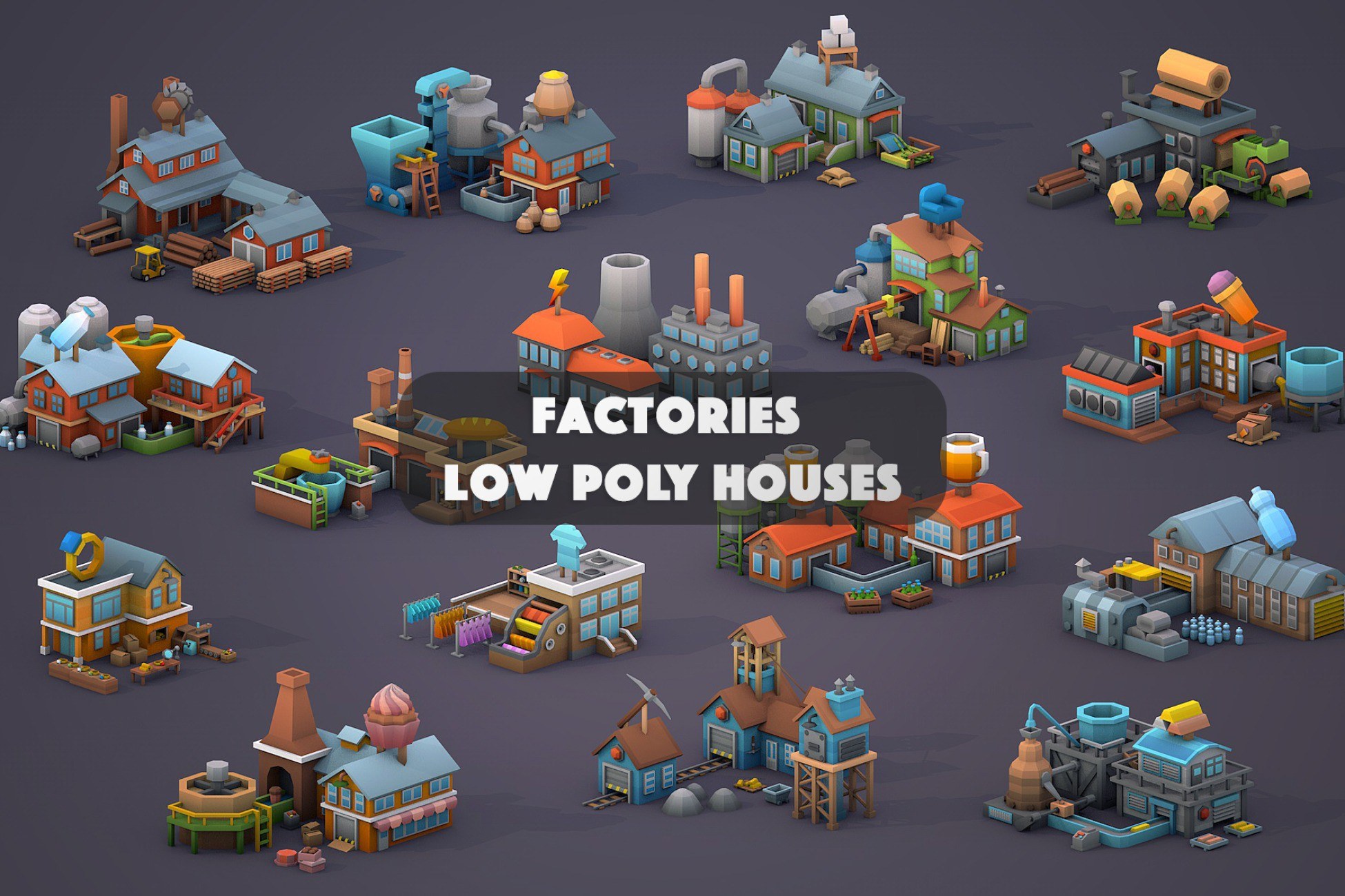Factories Low Poly Houses