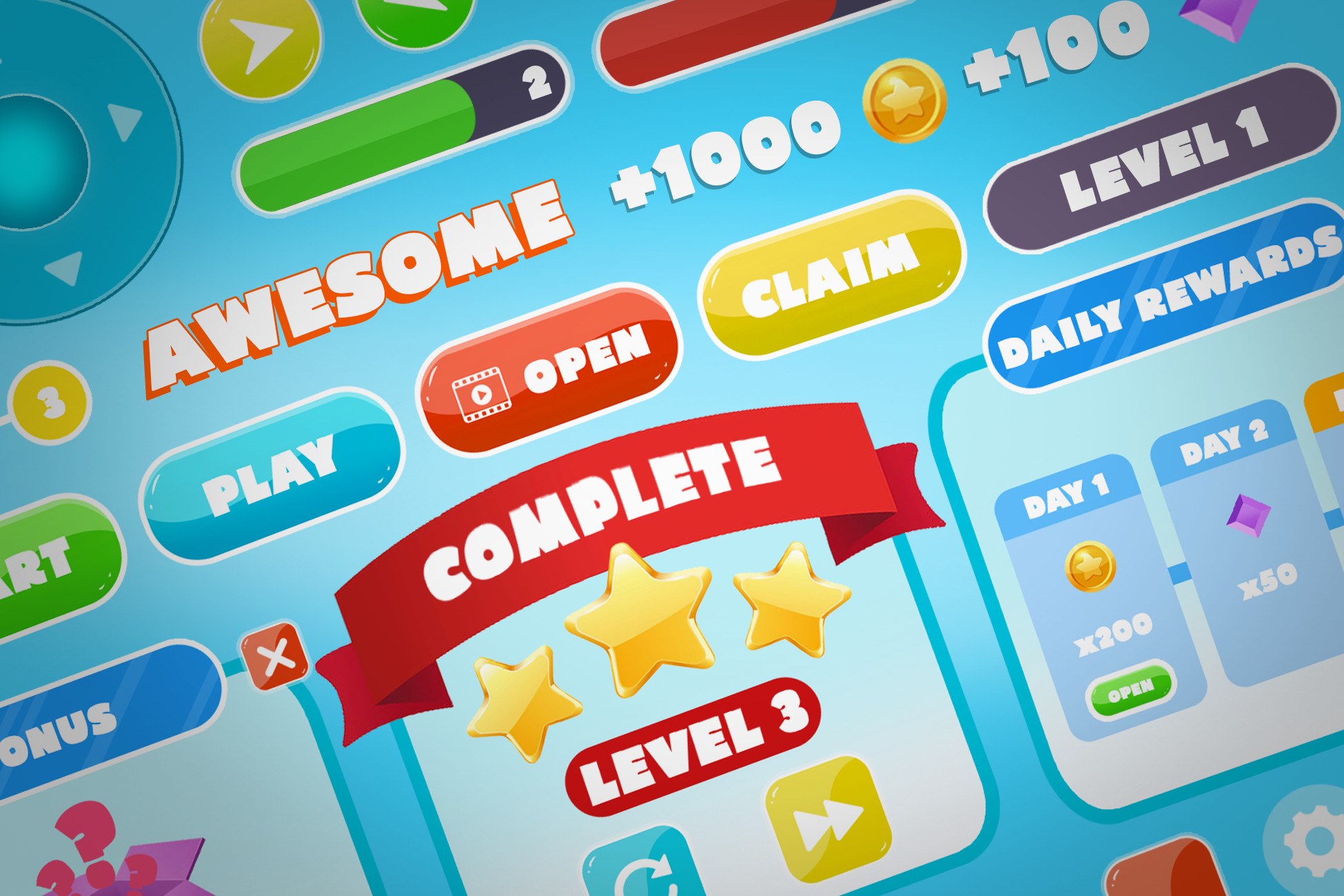 Universal Hyper-casual UI for Mobile Games