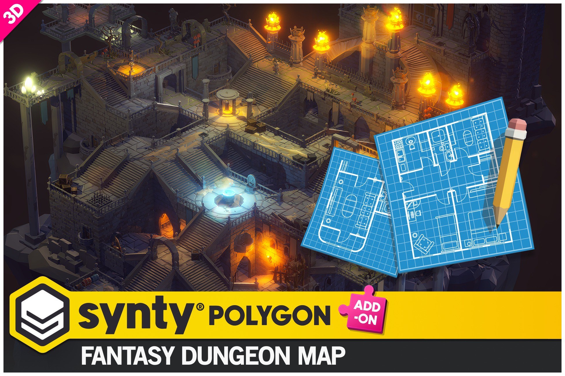POLYGON - Fantasy Dungeon Map - Art by Synty