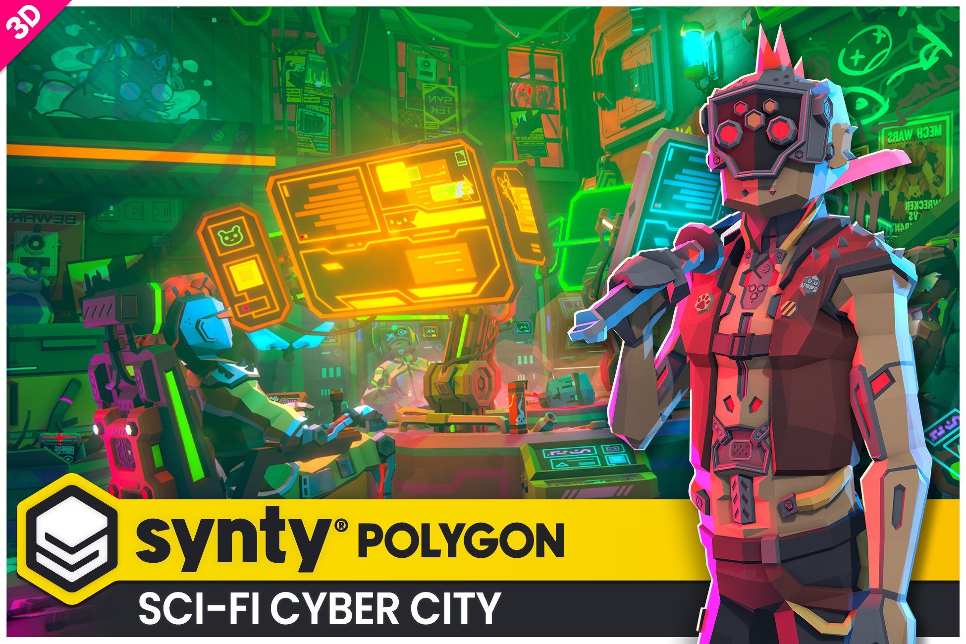 POLYGON - Sci-Fi Cyber City Pack - Art by Synty