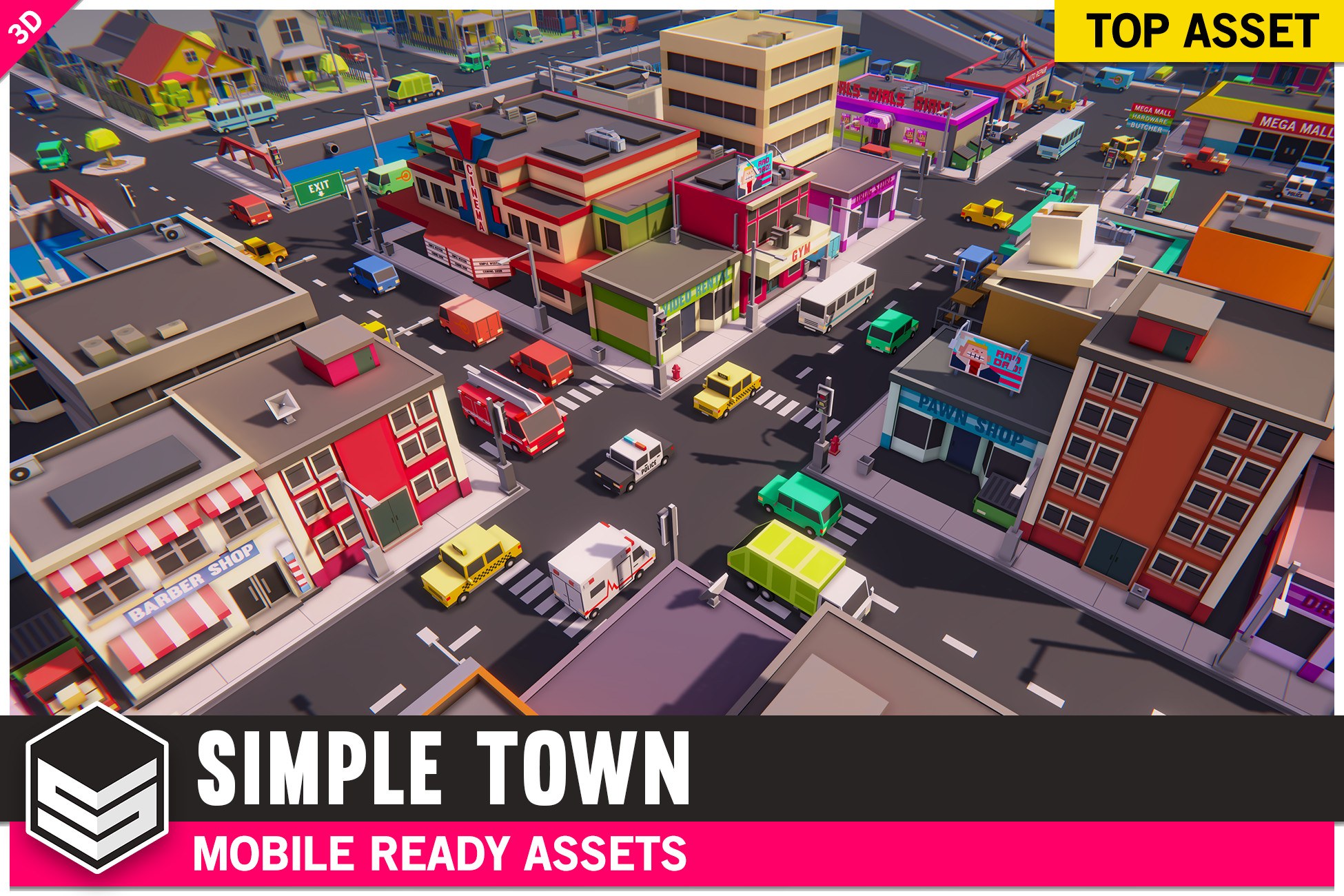 Simple Town - Cartoon Assets