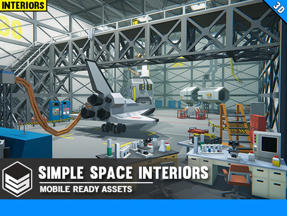 Simple Space Interiors - Cartoon Assets