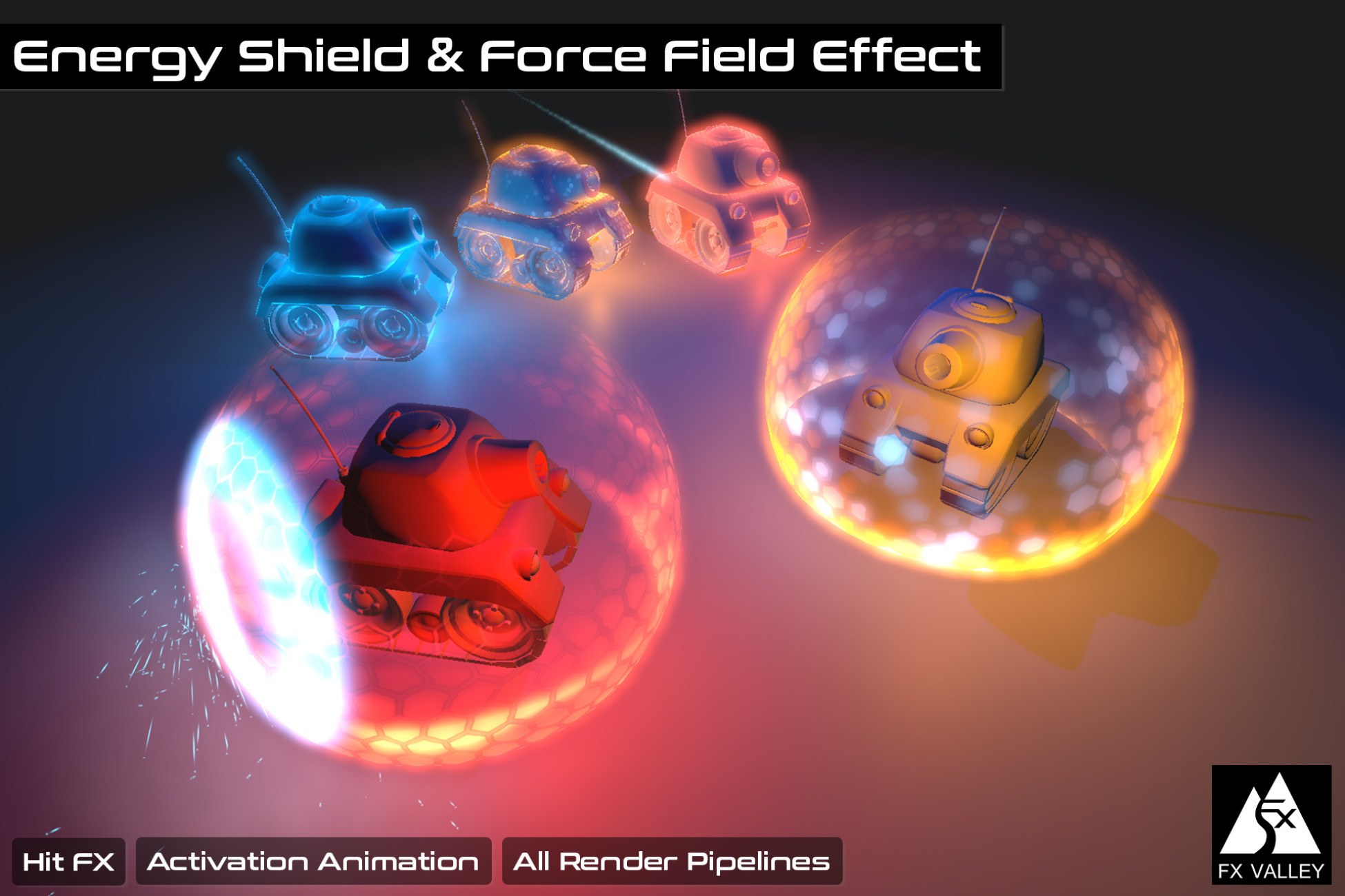 Energy Shield & Force Field Effect v2 with Hit FX and Activation Animation