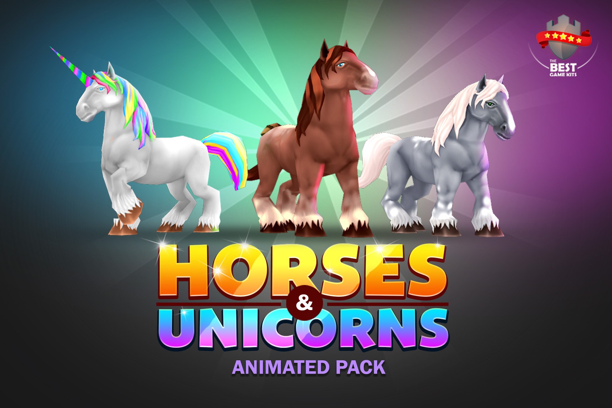 Horses & unicorns animated pack